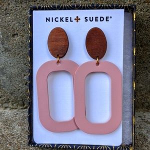 Nickel & Suede Soft Rose Blochs Leather Earrings